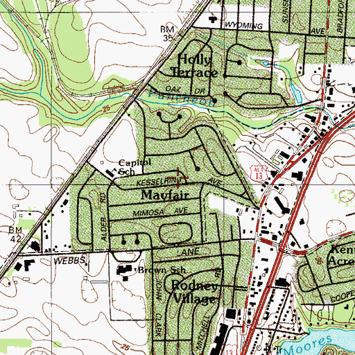 Topographic Map of Capitol Baptist Church, DE