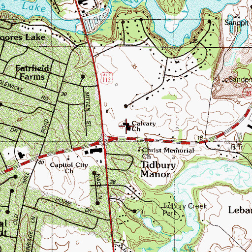 Topographic Map of Calvary Assembly of God Church, DE