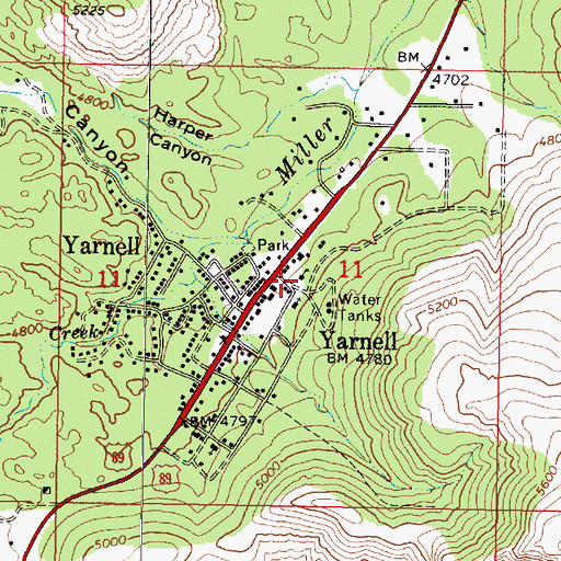 Topographic Map of Yarnell Elementary School, AZ