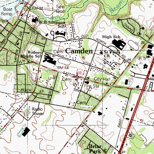 Topographic Map of Whatcoat United Methodist Church, DE