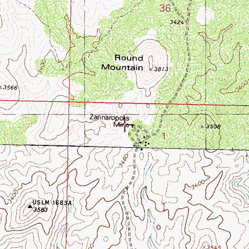 Topographic Map of Zannaropolis Mine, AZ