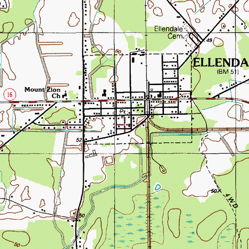 Topographic Map of The United Methodist Church, DE