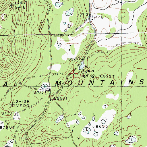 Topographic Map of Aspen Spring, AZ