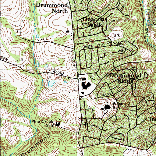 Topographic Map of Pike Creek Bible Church, DE