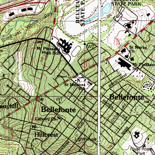 Topographic Map of Saint Helenas Catholic Church, DE