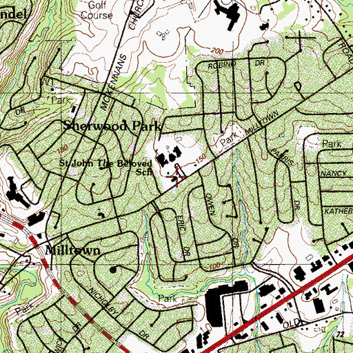 Topographic Map of Saint John the Beloved Catholic Church, DE