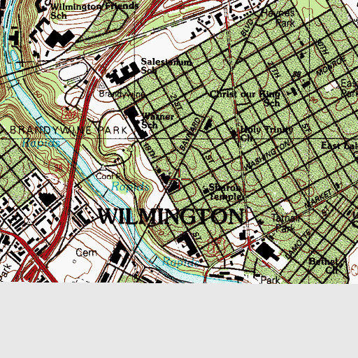 Topographic Map of Hanover Street Presbyterian Church, DE