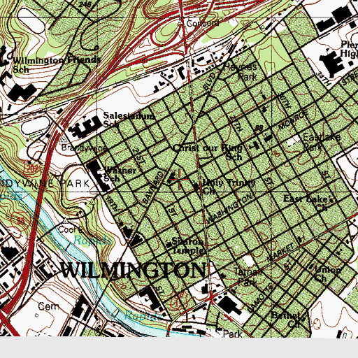 Topographic Map of Peninsula-McCabe United Methodist Church, DE