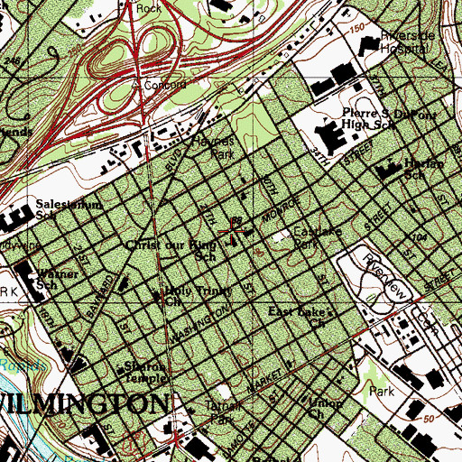Topographic Map of Christ Our King Church, DE
