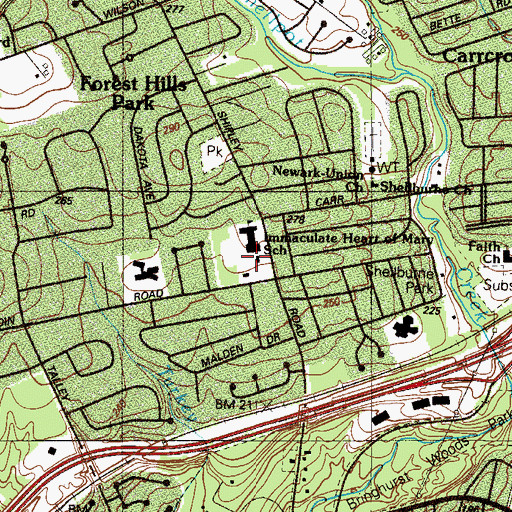 Topographic Map of Immaculate Heart of Mary Church, DE