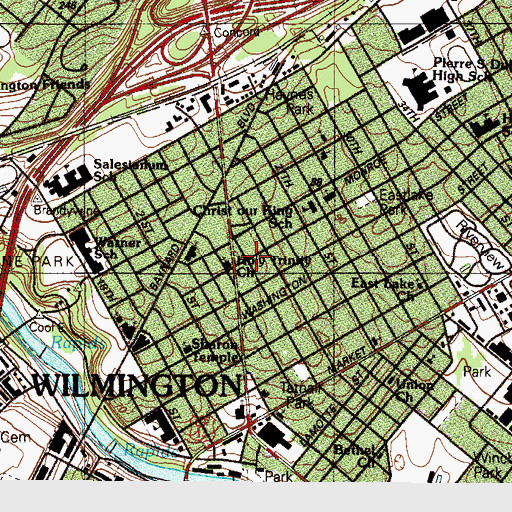 Topographic Map of Holy Trinity Lutheran Church, DE