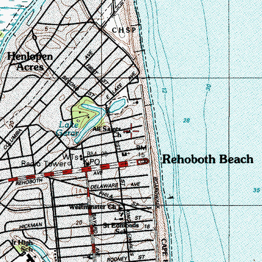 Topographic Map of All Saints Church, DE