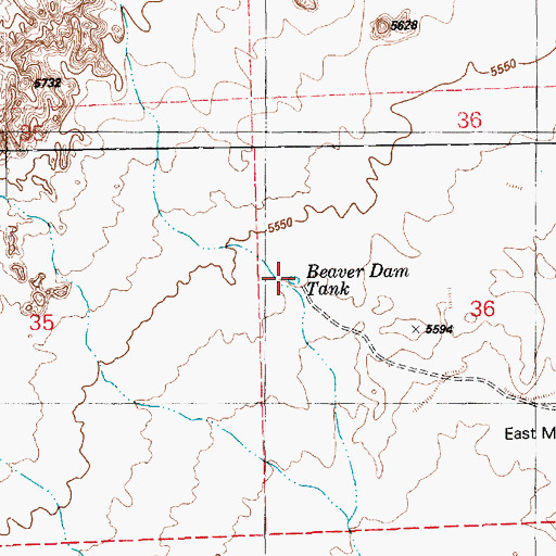Topographic Map of Beaver Dam Tank, AZ