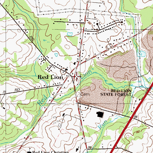 Topographic Map of Red Lion Methodist Church, DE