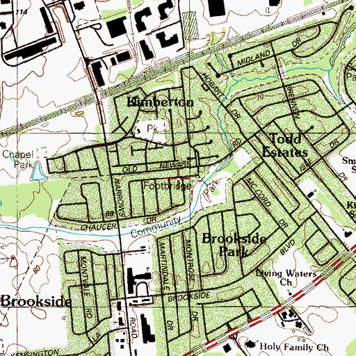Topographic Map of Kingswood Methodist Church, DE