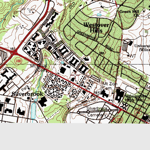 Topographic Map of Silverbrook United Methodist Church, DE