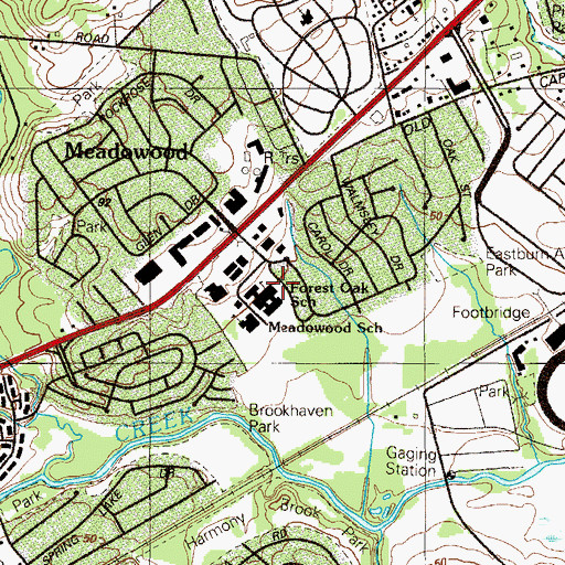 Topographic Map of Meadowood School, DE