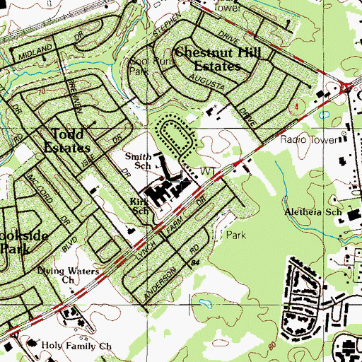 Topographic Map of Ogletown Middle School, DE