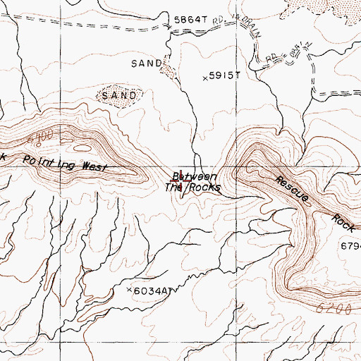 Topographic Map of Between the Rocks, AZ