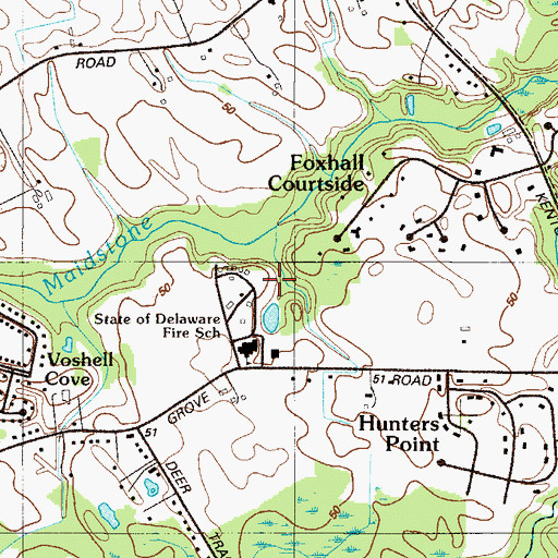 Topographic Map of Delaware State Fire School, DE