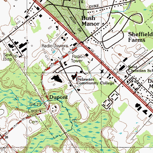 Topographic Map of Delaware Technical and Community College - Terry Campus, DE