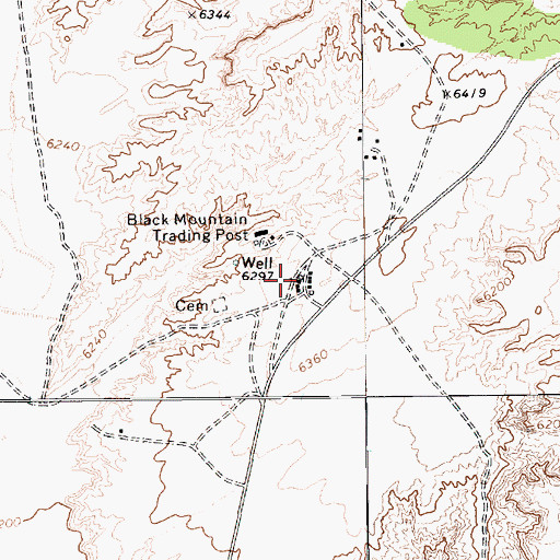 Topographic Map of Black Mountain Mission, AZ