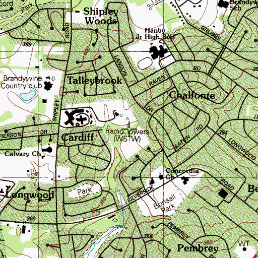 Topographic Map of WDEL-AM (Wilmington), DE
