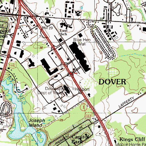 Topographic Map of Blue Hen Mall, DE