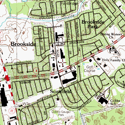 Topographic Map of Brookside Shopping Center, DE