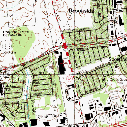 Topographic Map of Castle Mall, DE