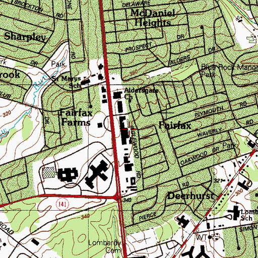 Topographic Map of Fairfax Shopping Center, DE
