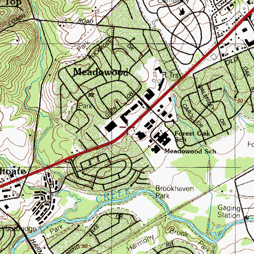 Topographic Map of Meadowood Shopping Center, DE