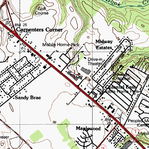 Topographic Map of Midway Shopping Center, DE