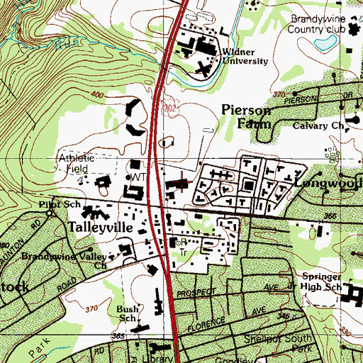 Topographic Map of Talleyville Shopping Center, DE