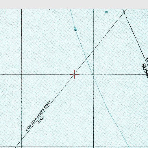 Topographic Map of Lewes-Cape May Ferry, DE