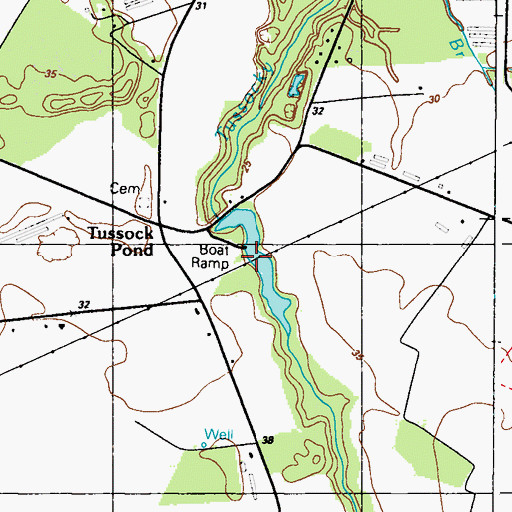 Topographic Map of Tussock Pond, DE