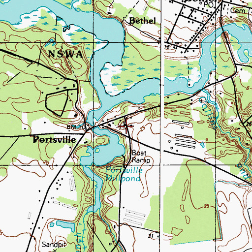 Topographic Map of Portsville Church, DE