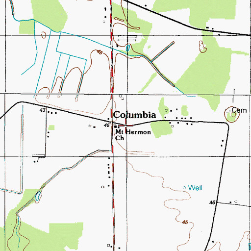 Topographic Map of Mount Hermon, DE