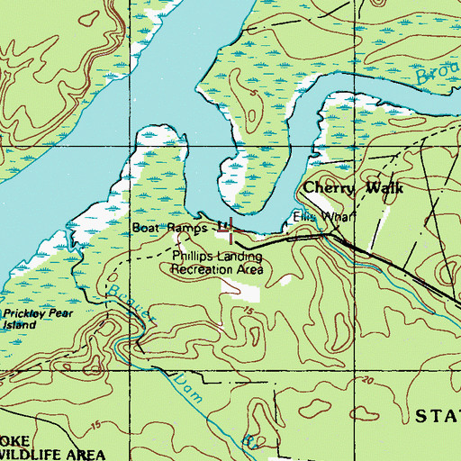 Topographic Map of Phillips Landing Recreation Area, DE