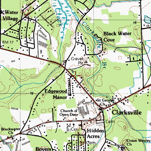 Topographic Map of Edgewood Manor, DE