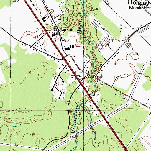 Topographic Map of Kerseys Evergreen Acres, DE
