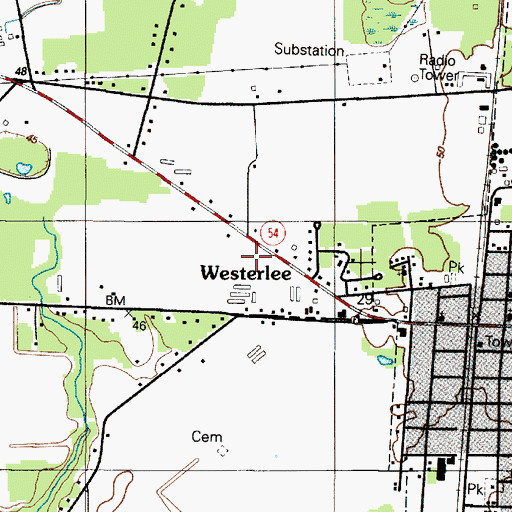 Topographic Map of Westerlee, DE