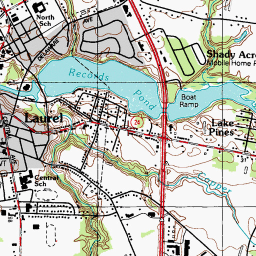 Topographic Map of Laurel Creek, DE