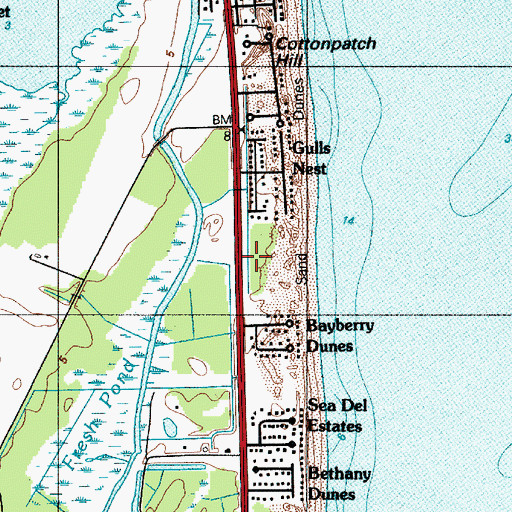 Topographic Map of Bayberry Dunes, DE