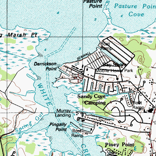 Topographic Map of Sandy Cove Camping, DE