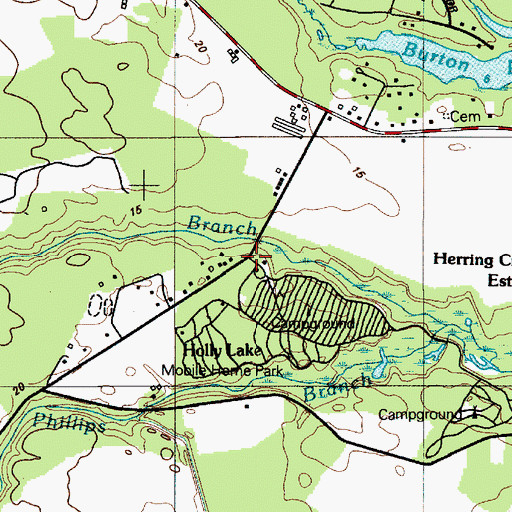 Topographic Map of Holly Lake Campground, DE