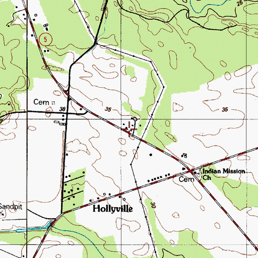 Topographic Map of Danfield Acres, DE