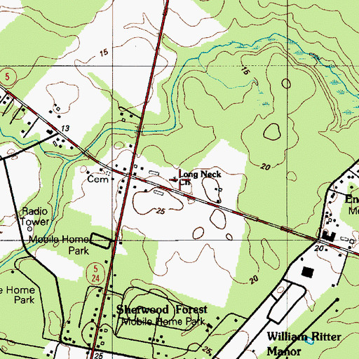 Topographic Map of Long Neck Church, DE