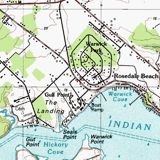 Topographic Map of Warwick Park, DE