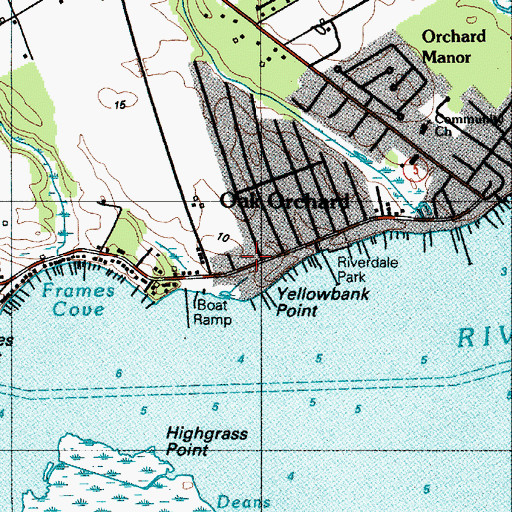 Topographic Map of Riverdale, DE